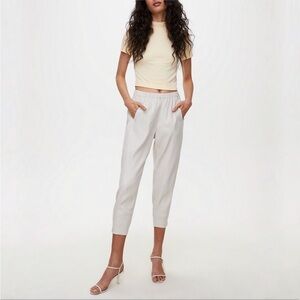 Aritzia Babaton Dexter White Ankle Pants Size L Business Casual Pull On